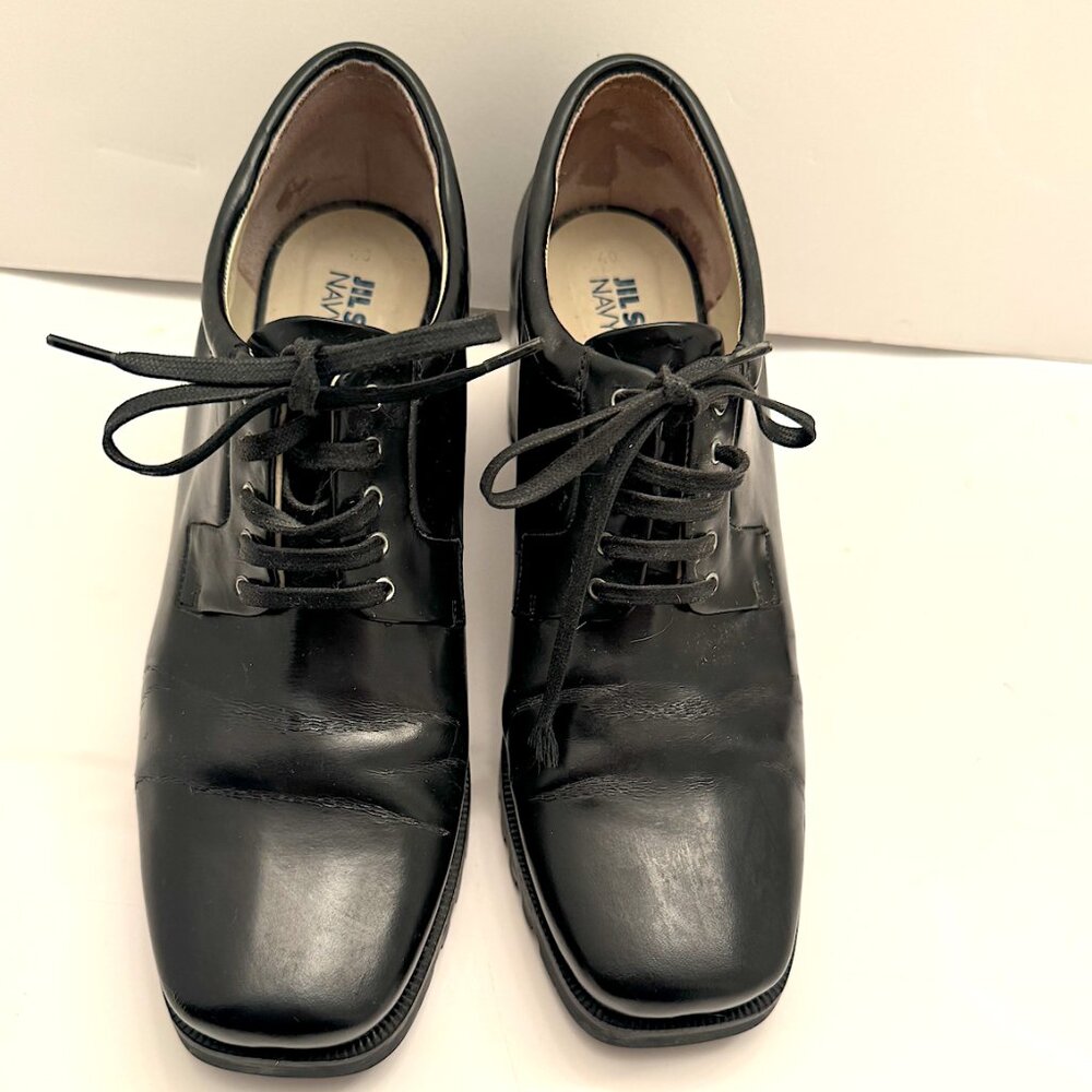 Jill Sander Navy - black tie shoes with ribbed soles in perfect condition!